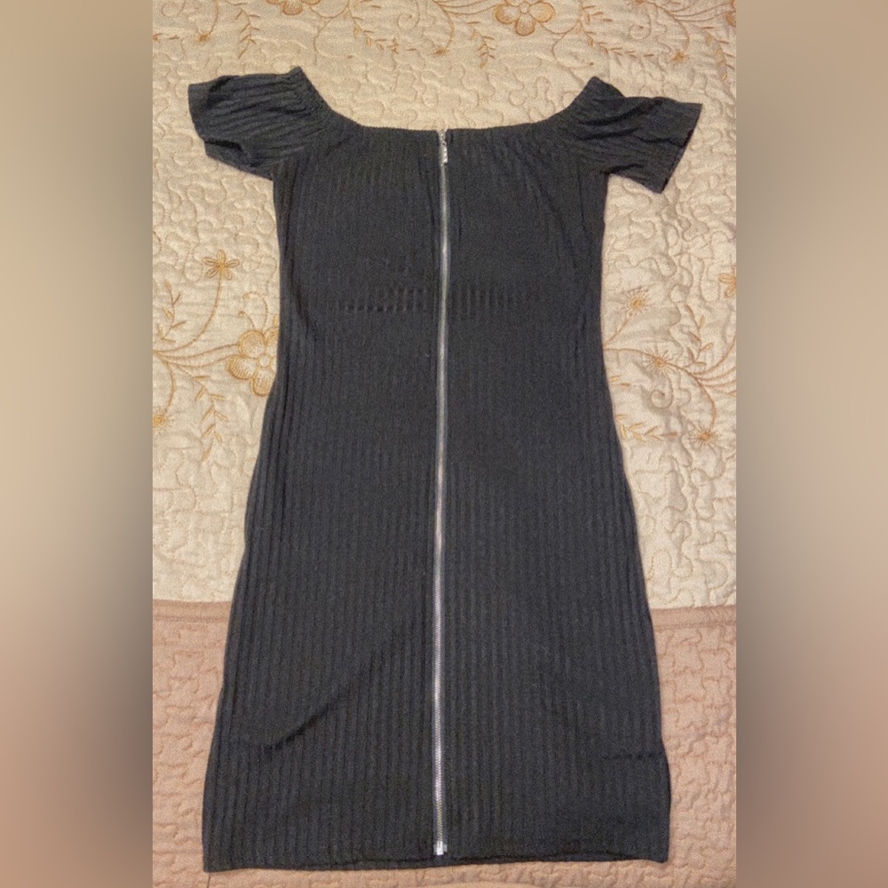 Black tight zip up dress